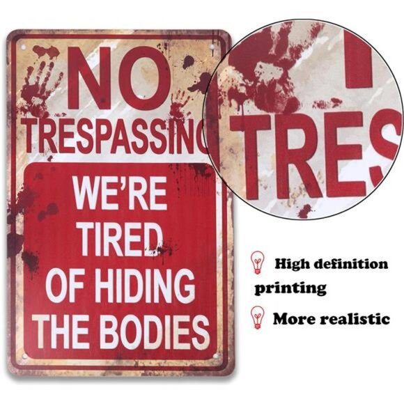 Halloween Signs, No Trespassing, Funny Metal Tin Sign for Halloween - Picture 4 of 8